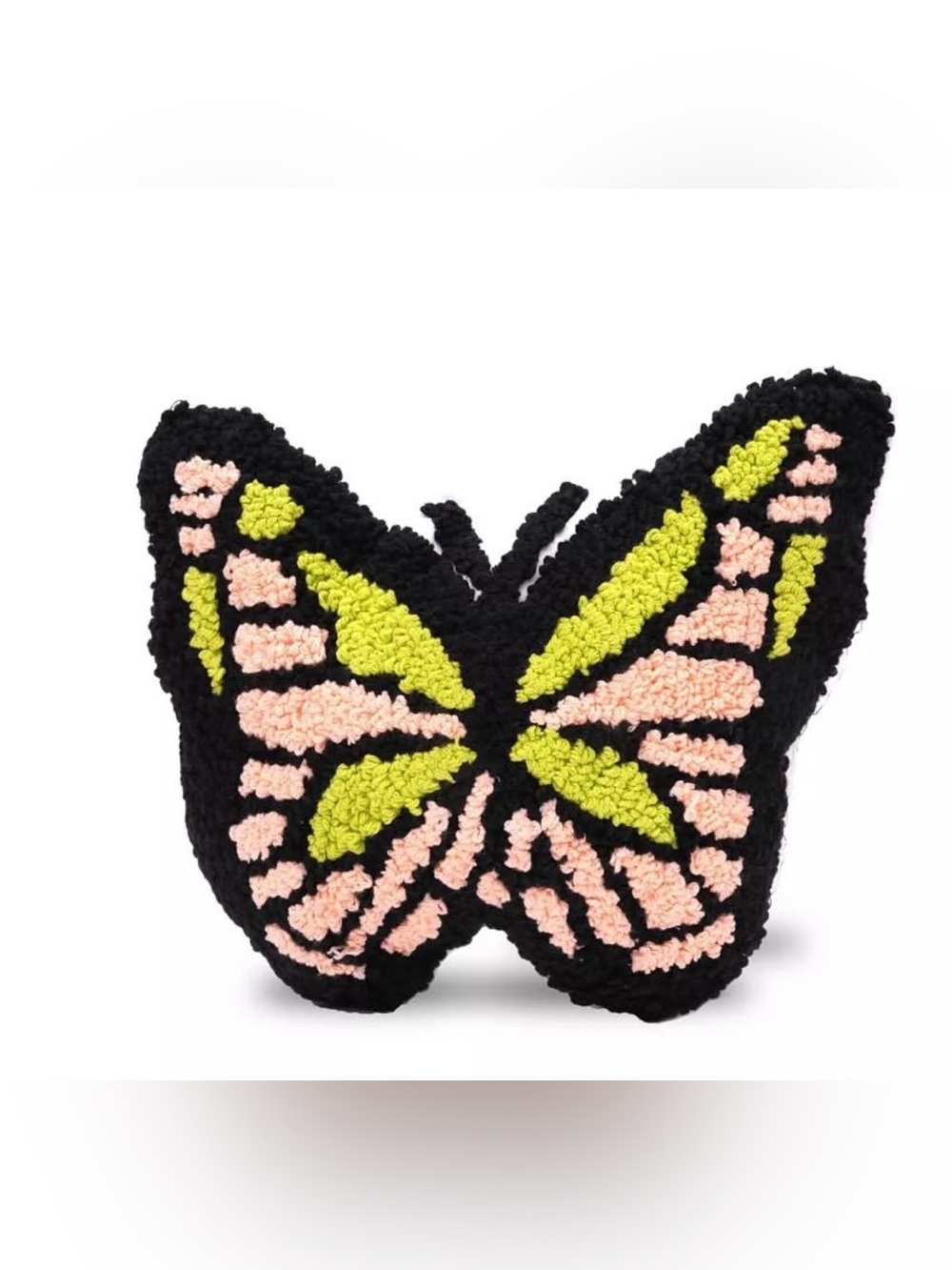 Teen Home Butterfly Shaped Kids Decorative Throw Pillow 19x12 Black/Green NEW
